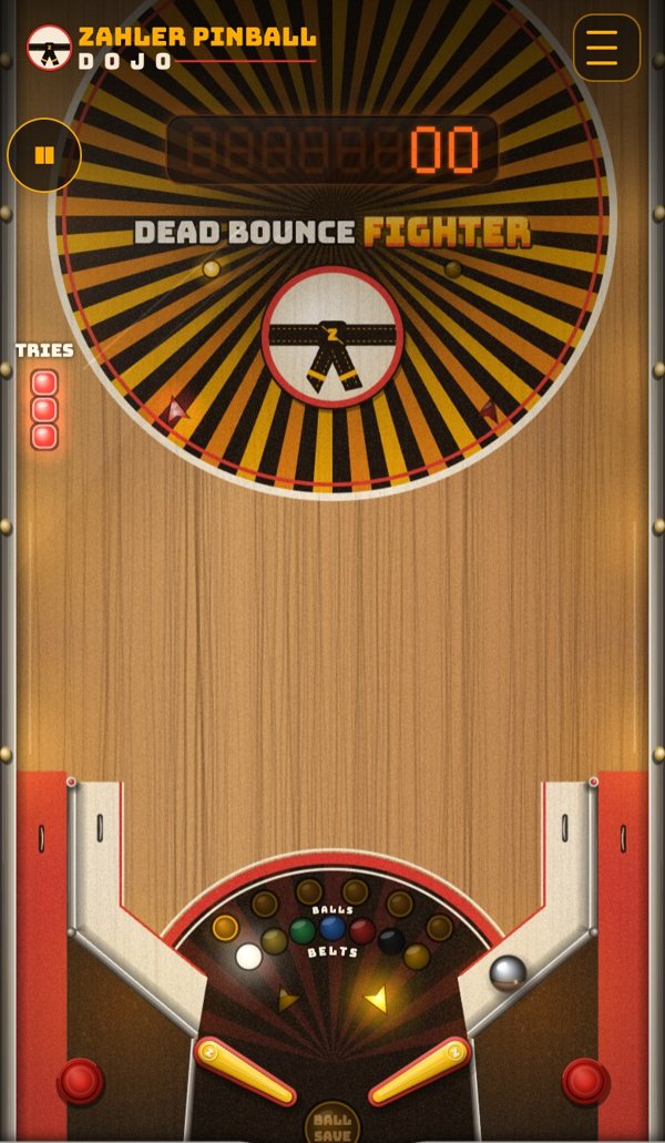 Dead Bounce Fighter: a ball in play on the White Belt table