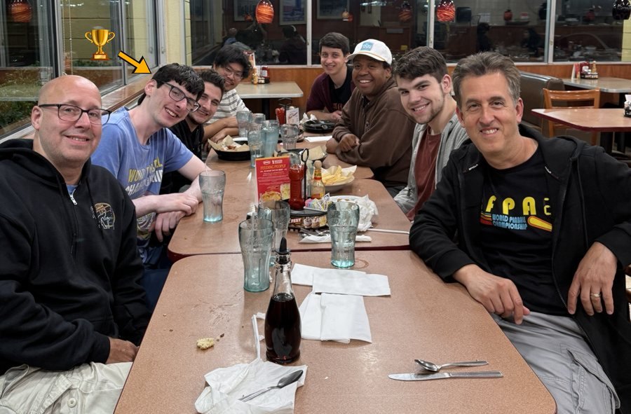 Jared August and friends at Denny's after his PAPA 23 win