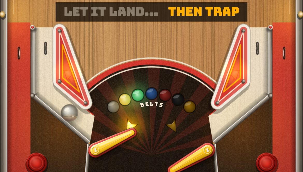 The Dead Bounce Fighter table: two flippers, the belt lights and a ball coming down
